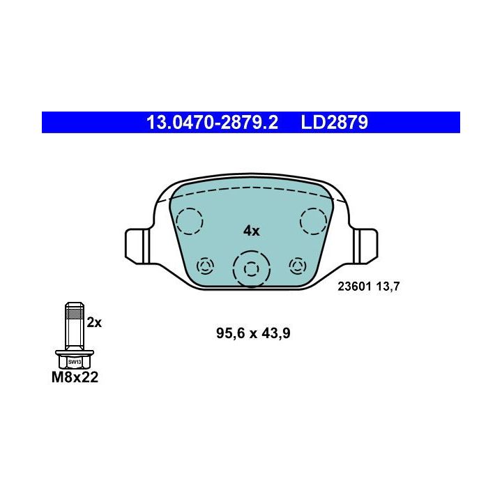 Stabdžių trinkelių rinkinys, diskinis stabdys ATE 13.0470-2879.2