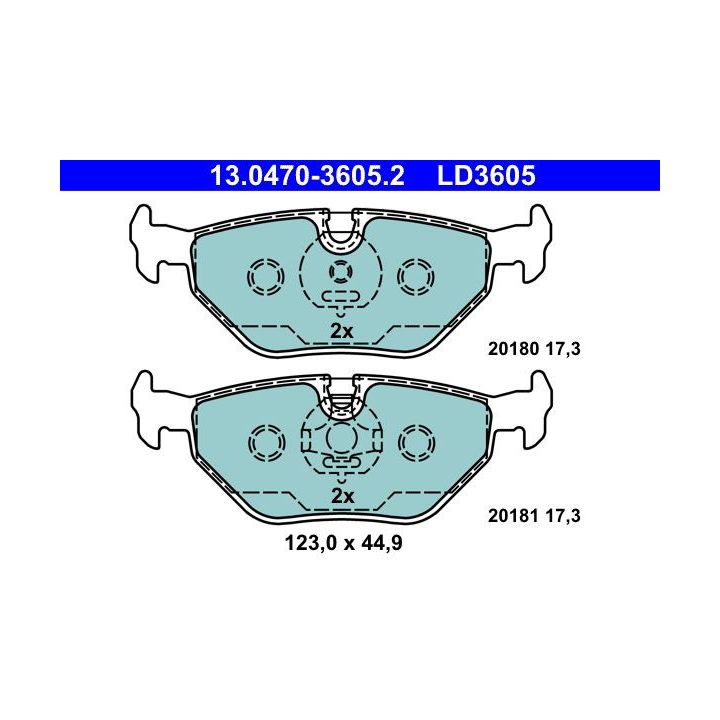 Stabdžių trinkelių rinkinys, diskinis stabdys ATE 13.0470-3605.2