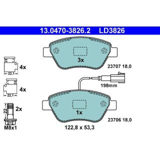 Stabdžių trinkelių rinkinys, diskinis stabdys ATE 13.0470-3826.2