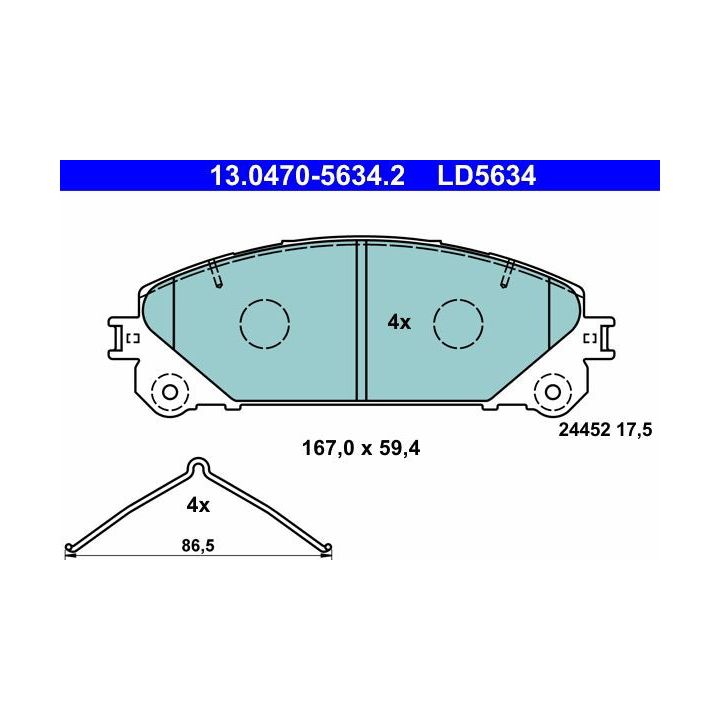 Stabdžių trinkelių rinkinys, diskinis stabdys ATE 13.0470-5634.2