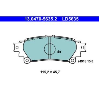 Stabdžių trinkelių rinkinys, diskinis stabdys ATE 13.0470-5635.2