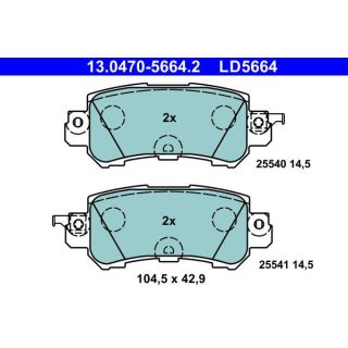 Stabdžių trinkelių rinkinys, diskinis stabdys ATE 13.0470-5664.2