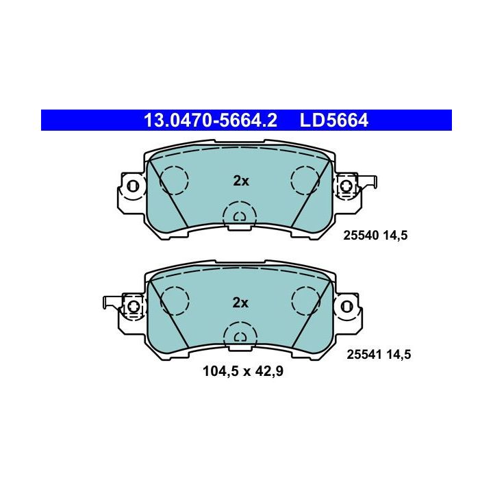 Stabdžių trinkelių rinkinys, diskinis stabdys ATE 13.0470-5664.2