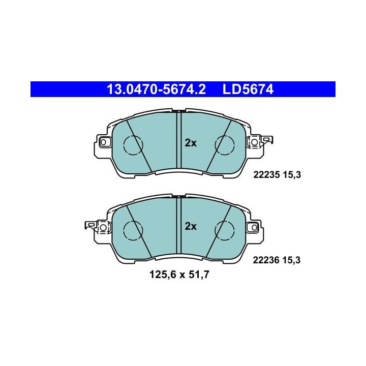 Stabdžių trinkelių rinkinys, diskinis stabdys ATE 13.0470-5674.2