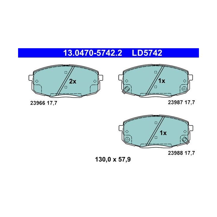 Stabdžių trinkelių rinkinys, diskinis stabdys ATE 13.0470-5742.2