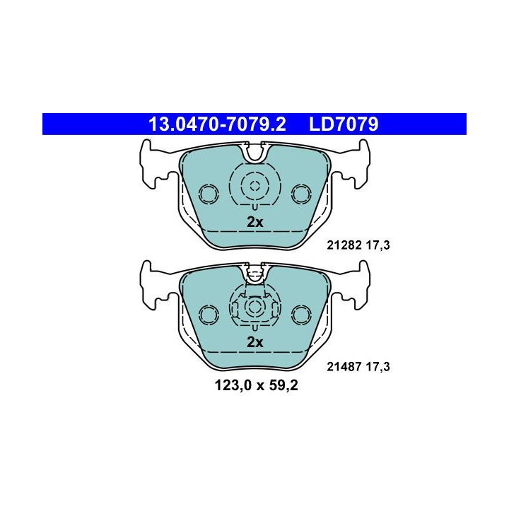 Stabdžių trinkelių rinkinys, diskinis stabdys ATE 13.0470-7079.2