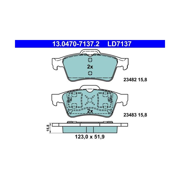 Stabdžių trinkelių rinkinys, diskinis stabdys ATE 13.0470-7137.2