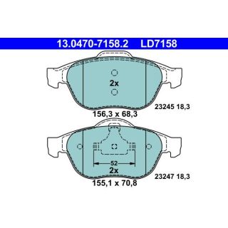 Stabdžių trinkelių rinkinys, diskinis stabdys ATE 13.0470-7158.2
