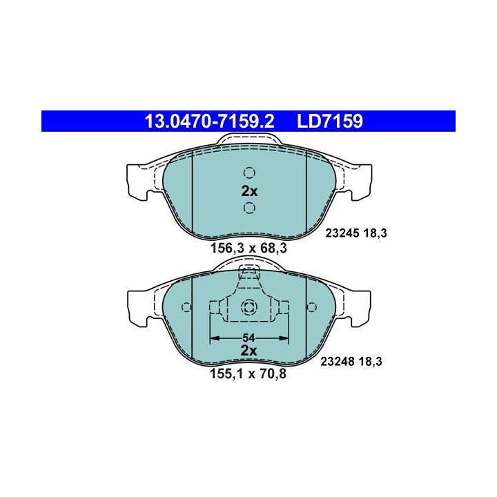 Stabdžių trinkelių rinkinys, diskinis stabdys ATE 13.0470-7159.2