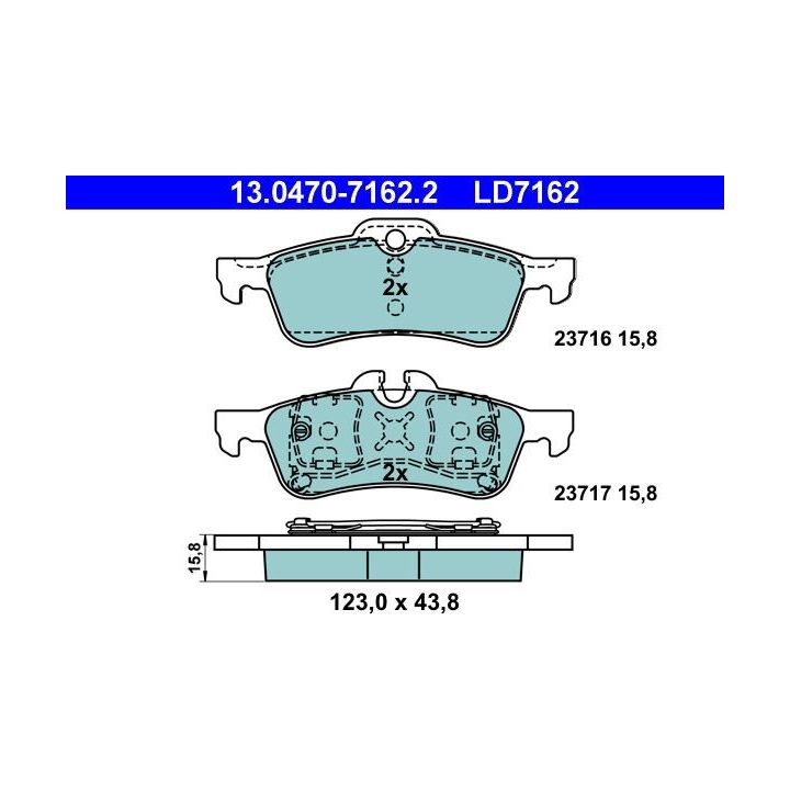 Stabdžių trinkelių rinkinys, diskinis stabdys ATE 13.0470-7162.2
