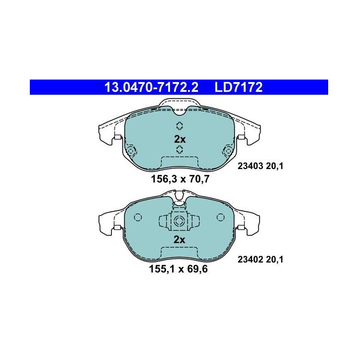 Stabdžių trinkelių rinkinys, diskinis stabdys ATE 13.0470-7172.2