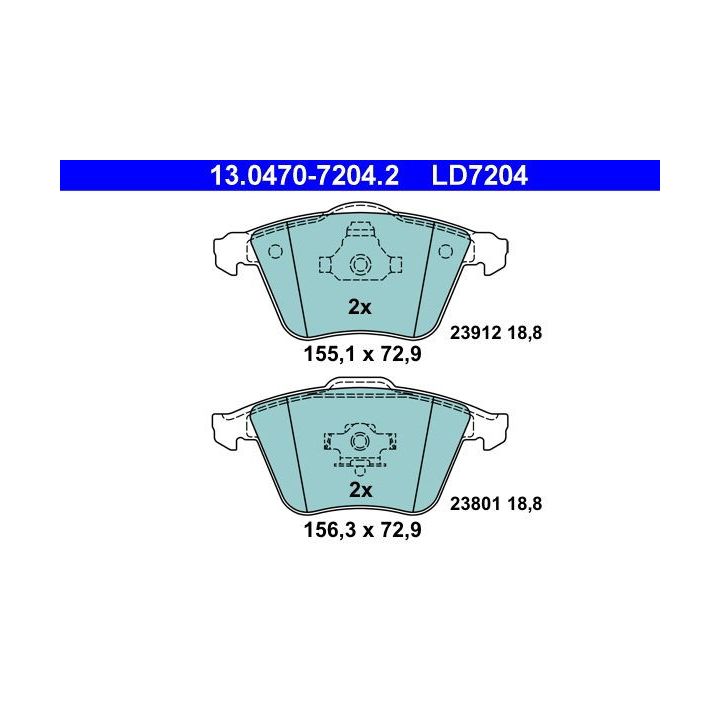 Stabdžių trinkelių rinkinys, diskinis stabdys ATE 13.0470-7204.2