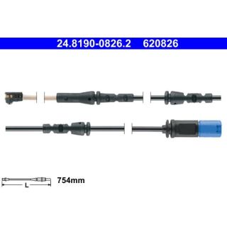 įspėjimo kontaktas, stabdžių trinkelių susidėvėjimas ATE 24.8190-0826.2