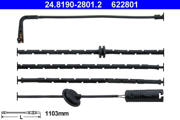 įspėjimo kontaktas, stabdžių trinkelių susidėvėjimas ATE 24.8190-2801.2