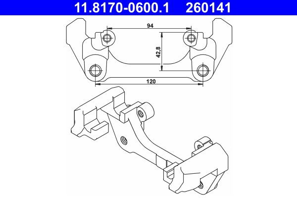 Laikiklis, stabdžių apkaba ATE 11.8170-0600.1