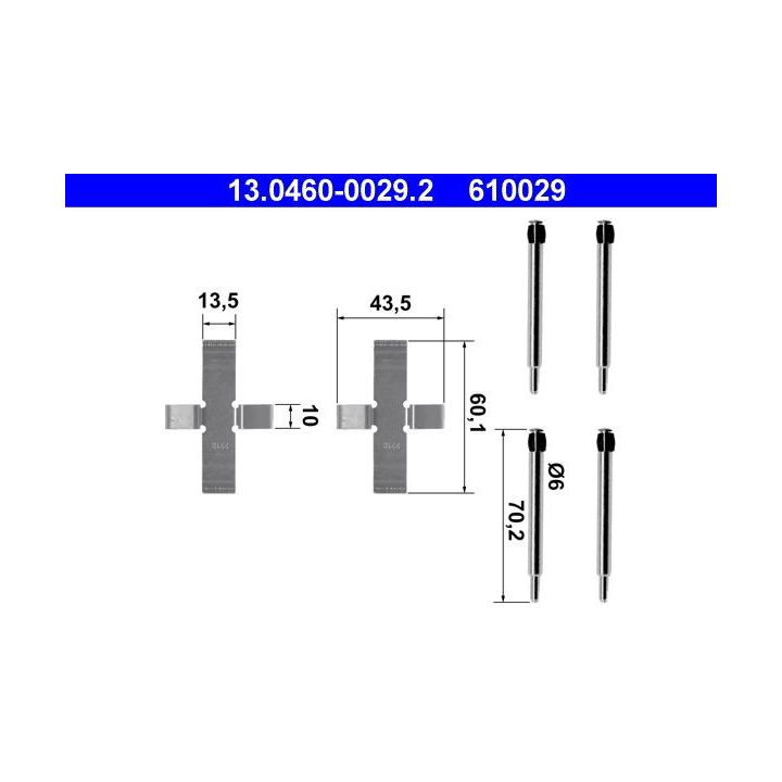 Priedų komplektas, diskinių stabdžių trinkelės ATE 13.0460-0029.2