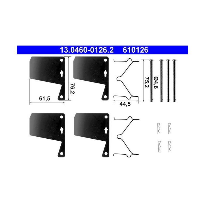 Priedų komplektas, diskinių stabdžių trinkelės ATE 13.0460-0126.2