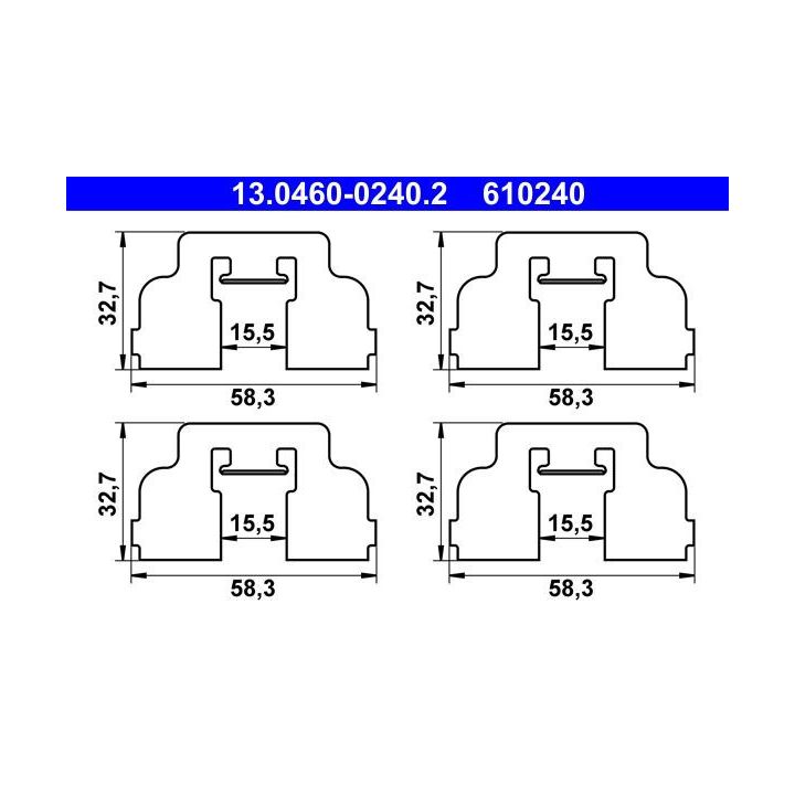 Priedų komplektas, diskinių stabdžių trinkelės ATE 13.0460-0240.2
