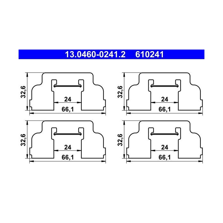 Priedų komplektas, diskinių stabdžių trinkelės ATE 13.0460-0241.2