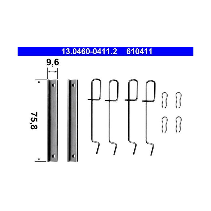 Priedų komplektas, diskinių stabdžių trinkelės ATE 13.0460-0411.2