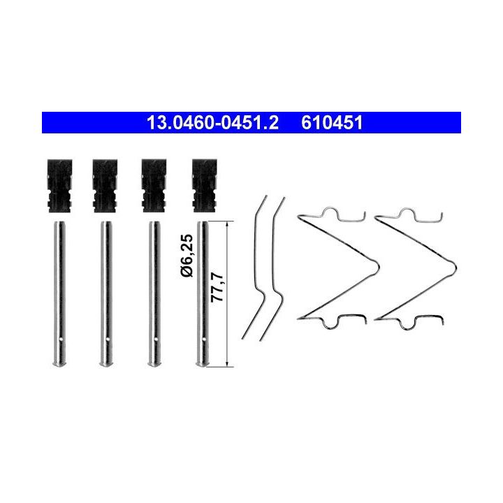 Priedų komplektas, diskinių stabdžių trinkelės ATE 13.0460-0451.2