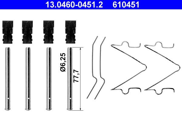 Priedų komplektas, diskinių stabdžių trinkelės ATE 13.0460-0451.2