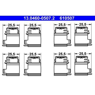 Priedų komplektas, diskinių stabdžių trinkelės ATE 13.0460-0507.2