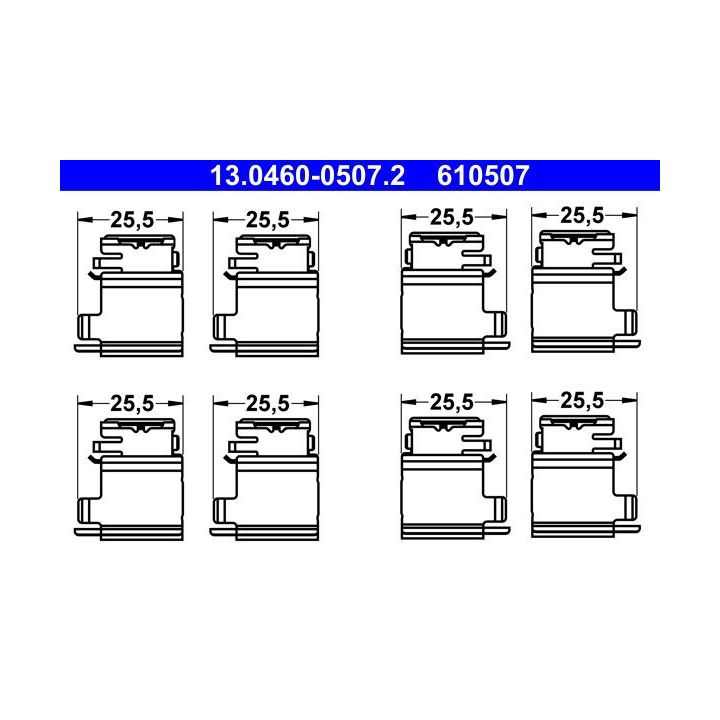 Priedų komplektas, diskinių stabdžių trinkelės ATE 13.0460-0507.2