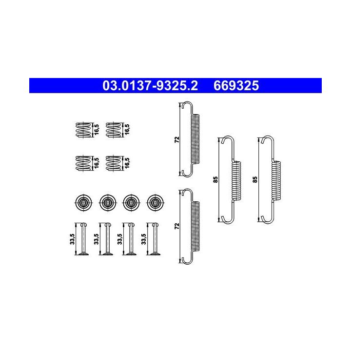 Priedų komplektas, stovėjimo stabdžių trinkelės ATE 03.0137-9325.2