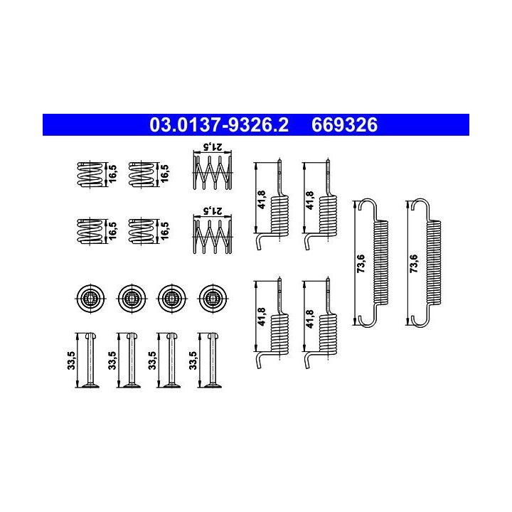Priedų komplektas, stovėjimo stabdžių trinkelės ATE 03.0137-9326.2