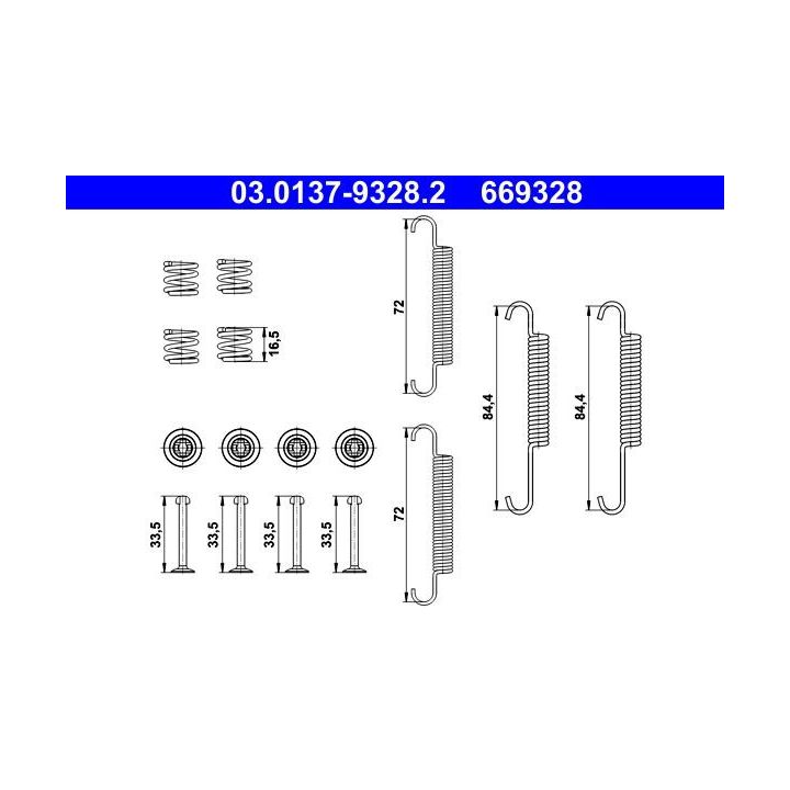 Priedų komplektas, stovėjimo stabdžių trinkelės ATE 03.0137-9328.2