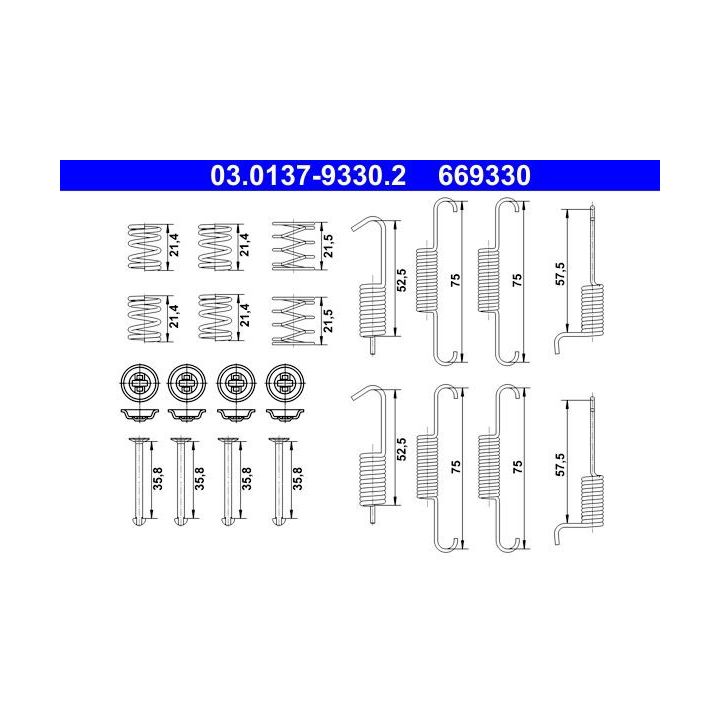 Priedų komplektas, stovėjimo stabdžių trinkelės ATE 03.0137-9330.2