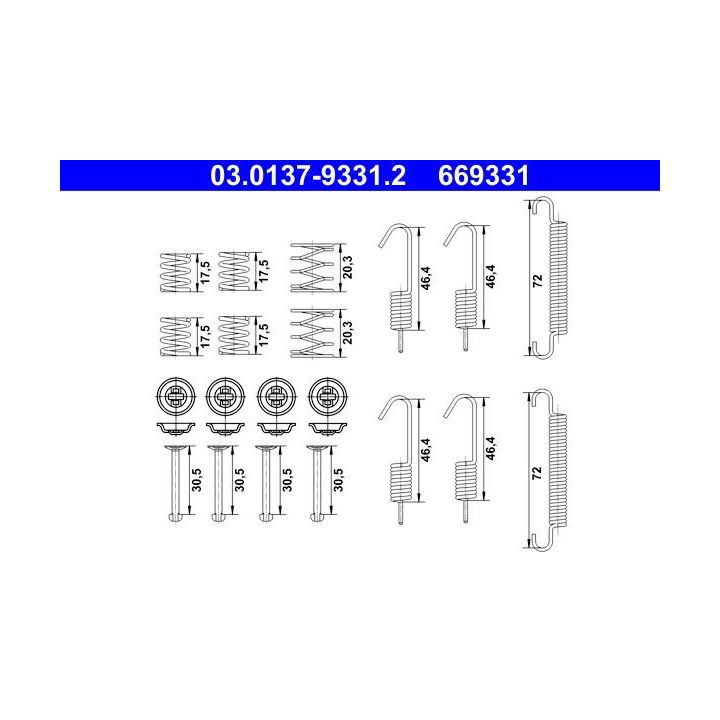 Priedų komplektas, stovėjimo stabdžių trinkelės ATE 03.0137-9331.2