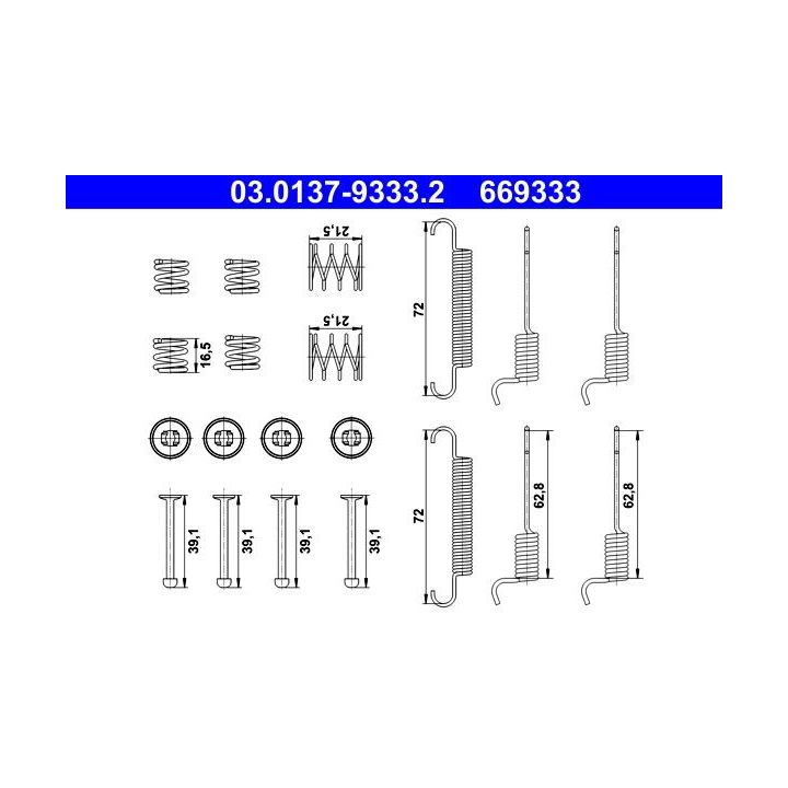 Priedų komplektas, stovėjimo stabdžių trinkelės ATE 03.0137-9333.2