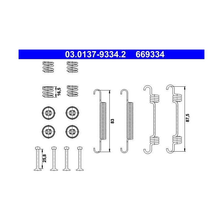 Priedų komplektas, stovėjimo stabdžių trinkelės ATE 03.0137-9334.2