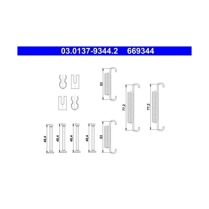 Priedų komplektas, stovėjimo stabdžių trinkelės ATE 03.0137-9344.2