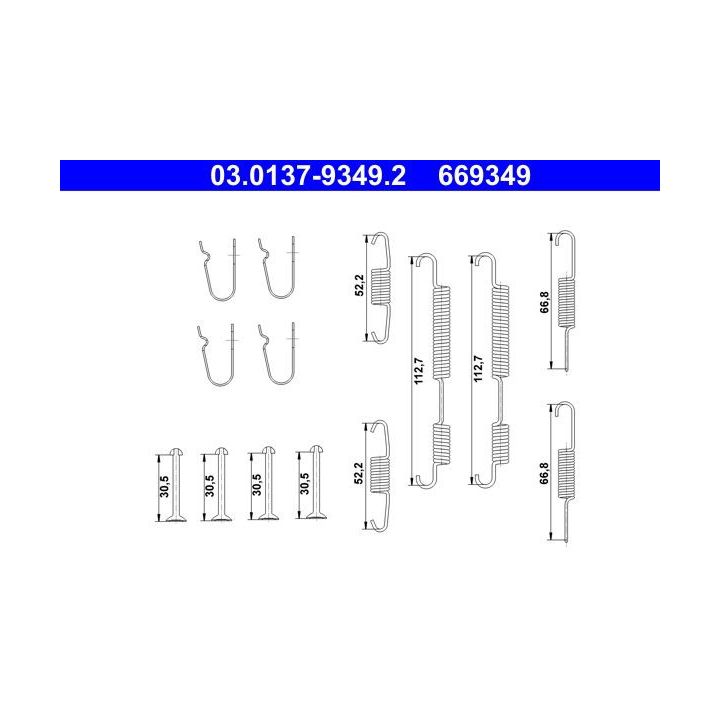 Priedų komplektas, stabdžių trinkelės ATE 03.0137-9349.2