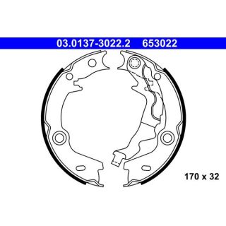 Stabdžių trinkelių komplektas, stovėjimo stabdis ATE 03.0137-3022.2