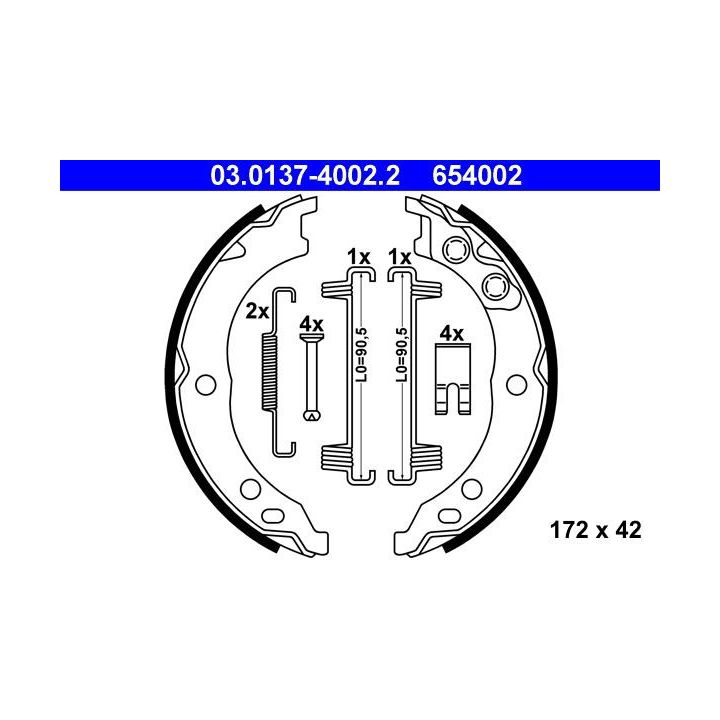 Stabdžių trinkelių komplektas, stovėjimo stabdis ATE 03.0137-4002.2