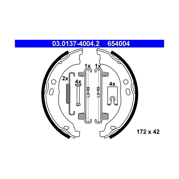 Stabdžių trinkelių komplektas, stovėjimo stabdis ATE 03.0137-4004.2