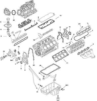 Visas tarpiklių komplektas, variklis ELRING LS Gen III L92