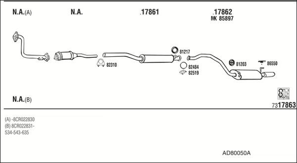 Išmetimo sistema WALKER AD80050A