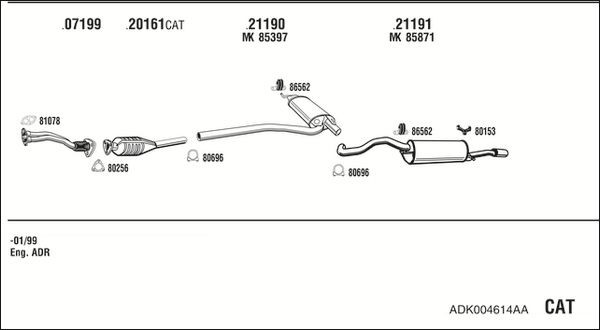 Išmetimo sistema WALKER ADK004614AA