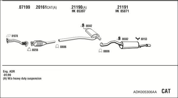 Išmetimo sistema WALKER ADK005306AA