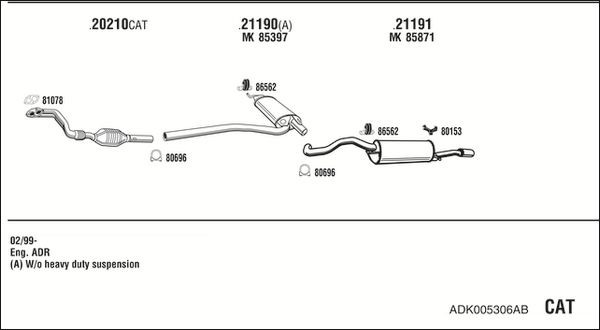 Išmetimo sistema WALKER ADK005306AB