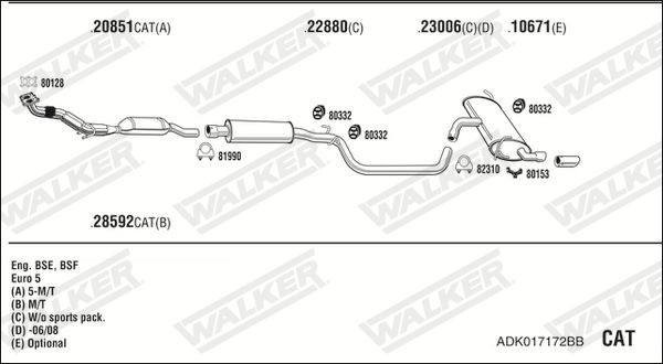 Išmetimo sistema WALKER ADK017172BB