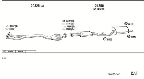 Išmetimo sistema WALKER BW31845