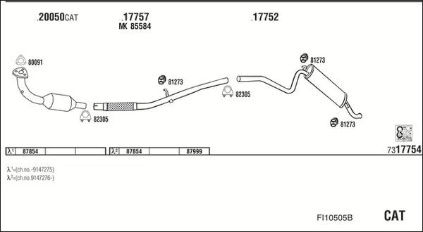 Išmetimo sistema WALKER FI10505B