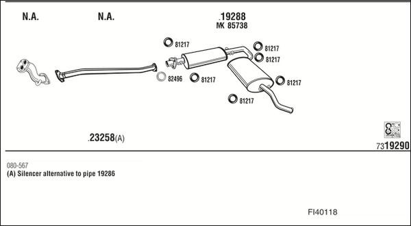 Išmetimo sistema WALKER FI40118