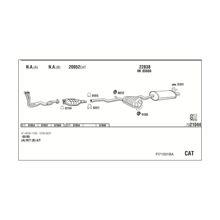 Išmetimo sistema WALKER FI71001BA